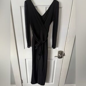 Moa Moa Women’s Black Mesh Long Sleeve Wide Leg Jumpsuit. Size XS. NWT